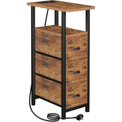  - Bedside Table Cabinet With Drawers And Charging Station Small