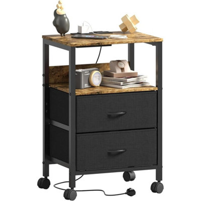  - Bedside Table Cabinet With Drawers And Charging Station Small