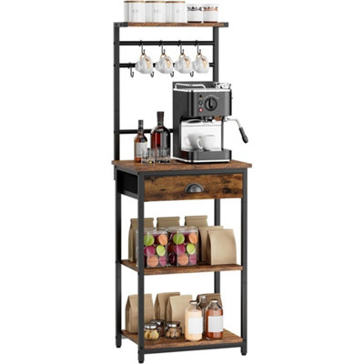  - 5 Tier Coffee Bar Station Bakers Rack With Coffee Pod Holder Coffee