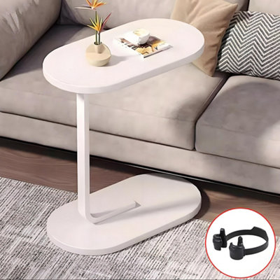  - C-Shaped Compact Sofa Side End Table Coffee Laptop Table White