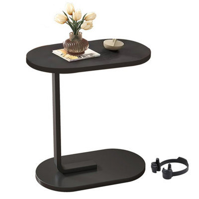  - C-Shaped Compact Sofa Side End Table Coffee Laptop Table Black