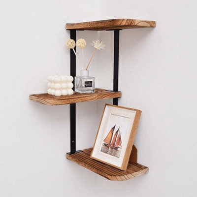  - 3 Tier Lucca Corner Shelf Modern Floating Wall Shelves Storage Display Shelving