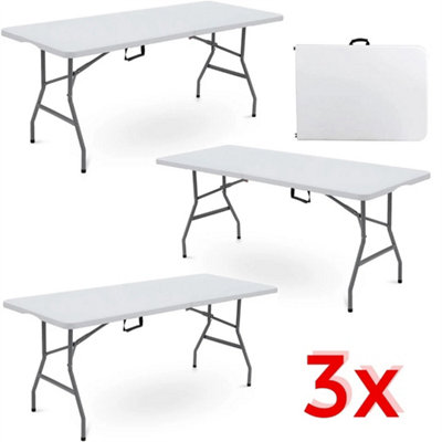  - Catering Camping Heavy Duty Folding Trestle Table Picnic Bbq Party 3 X 6Ft Folding Tables