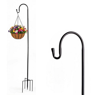  - 8 Ft Bird Feeder Pole Tall Stake With 3 Height Settings 240Cm Shepherds Hooks