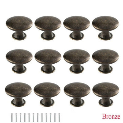  - Bronze 12Pcs Cabinet Drawer Knobs Antique Brass Handles