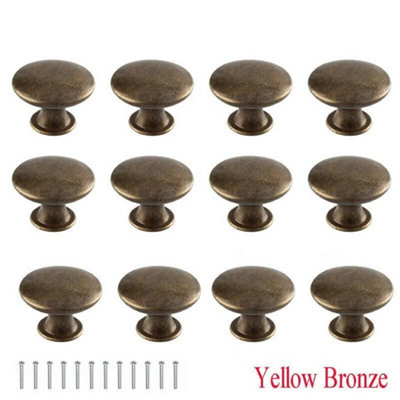  - Yellow Bronze 12Pcs Cabinet Drawer Knobs Antique Brass Handles