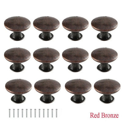  - Red Bronze 12Pcs Cabinet Drawer Knobs Antique Brass Handles