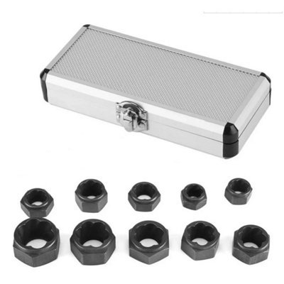 10Pc Bolt Extractor Set Damaged Rusty Nut Remover Socket Tool
