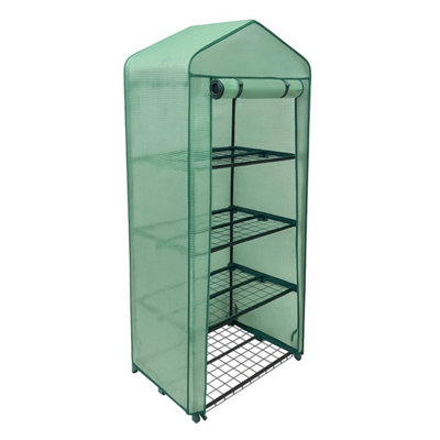  - Greenhouse 4 Tier Plastic Shelves Grow House Garden Outdoor Pe Cover Small