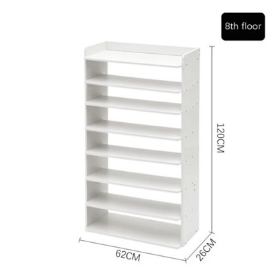  - 8 Tier Wooden Shoe Rack Tall Storage Shelf Unit Cabinet Footwear Stand Organiser