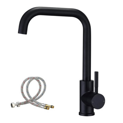  - Modern Kitchen Sink Mixer Taps Swivel Spout Black