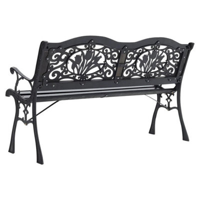  - Garden Bench 2-3 Seater Outdoor Wooden Seat Cast Iron Legs Park Seat Furniture