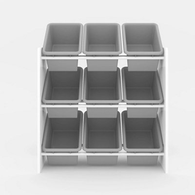  - Toy Storage Unit With 9 Removable Plastic Bins  Shelves Organiser