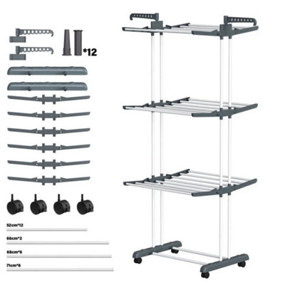  - 4 Tier Clothes Airer Dryer Rack Foldable Dry Rail Hanger Laundry Indoor Outdoor