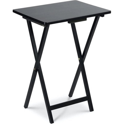  - Folding Snack Table Black Wooden Tv Side Laptop Coffee Tea Picnic Desk