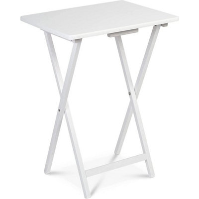  - Folding Snack Table White Tv Dinner Laptop Picnic Tea Coffee Magazine