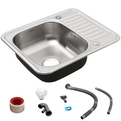  - Inset Kitchen Stainless Steel Sink Rectangle Single Bowl Drainer