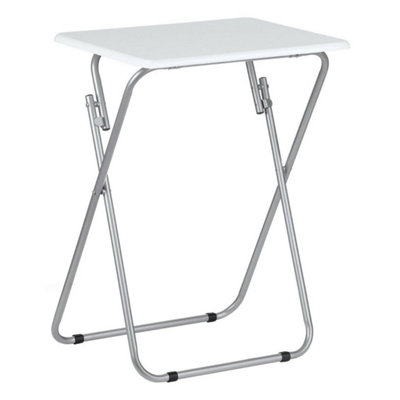 - Folding Snack Table Wooden Tv Side Laptop Coffee Tea Picnic New White