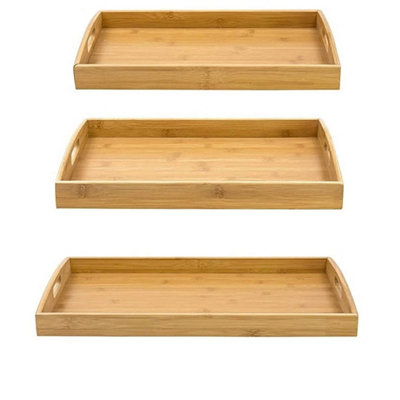  - Wooden Serving Tray Set3 Bamboo Serving Trays/platters/breakfast Trays