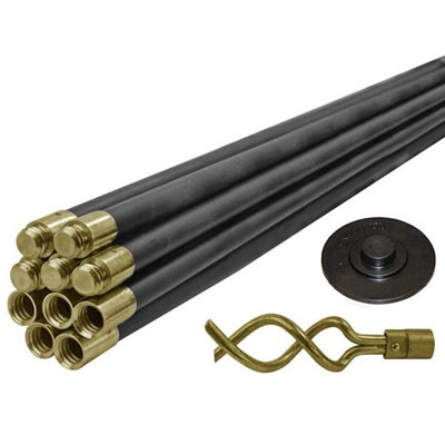  - 12 Piece Drain Rod Set 9M Plumbing Cleaning Unblock Drainage Worm Screw Plunger