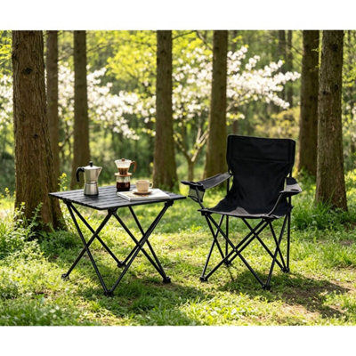  - Garden Bistro Set Outdoor Patio Furniture Folding Chairs Camping Table Folding Chair+Folding Table