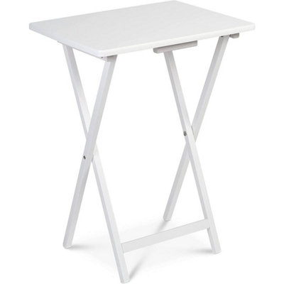 - Folding Snack Table Wooden Tv Side Laptop Coffee Tea Picnic New By  White
