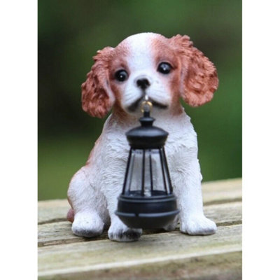  - Garden Ornament Solar Powered Animal Dog Puppy Spaniel Lamp Decor Patio