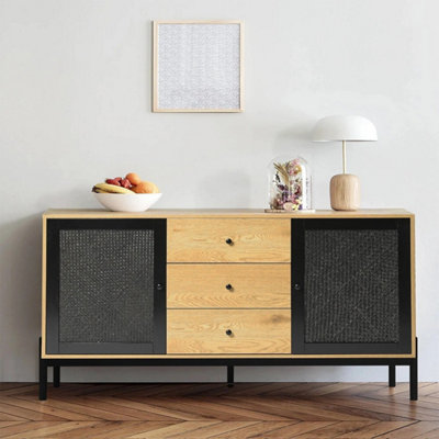  - Wooden Sideboard 3 Drawers 2 Doors Storage Cabinet Bedroom Cupboard