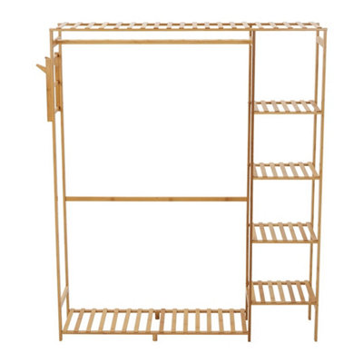  - Garment Hanging Stand Rack Clothes Rail Wooden Shoe Storage Wardrobe