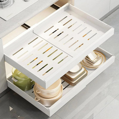  - Pull Out Cabinet Organizer Slide Out Drawer Storage Shelves White