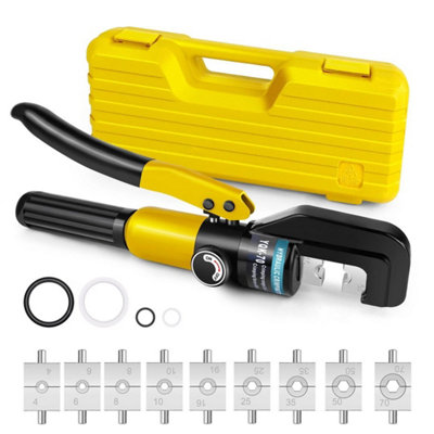  - 9 Dies Hydraulic Crimper Set Crimping Tool Wire Battery Cable Lug Terminal