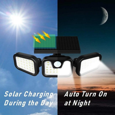  - 3-Head Solar Light Led Pir Motion Sensor Outdoor Garden Wall Security Lamp