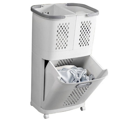  - 3 Compartment Large Laundry Basket Washing Clothes Storage Organiser Hamper Bin