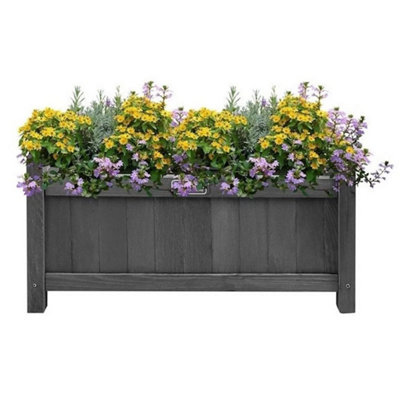  - Wooden Rectangular Trough Planter Flower Herb Garden Patio Decking Box 90Cm