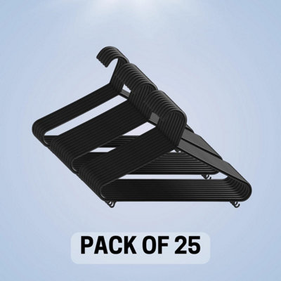  - Black Coat Hangers Strong Plastic Hanger For Clothes Trousers Dress Adult X25