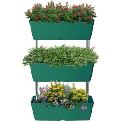  - 3 Tier Garden Planter Flower Herb Plants Grow Box Raised Layer Bed Patio Pots