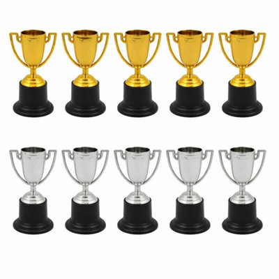  - Pack Of 12 Gold & Silver Mini 10Cm Trophies Trophy Cups Sports Day Awards Prizes