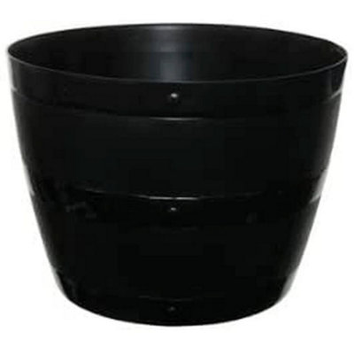  - Plastic Plant Barrel Planter Tub Pot Garden Patio Out Indoor Flower Pot Black 34Cm Planter