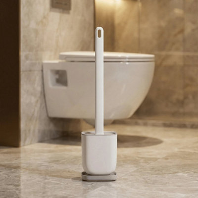  - Silicone Toilet Brush With Toilet Brush Holder Wall Mounted-Cleaning Brush Set