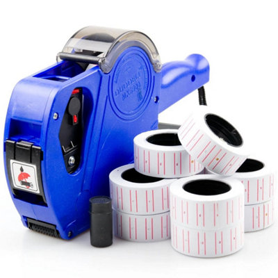  - Price Tagging Gun Pricing Tag Retail Shop + 11 Label Rolls Stickers & Spare Ink Blue Price Gun + 11000 Labels