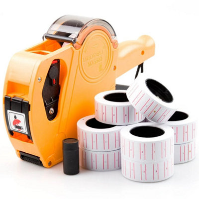  - Price Tagging Gun Pricing Tag Retail Shop + 11 Label Rolls Stickers & Spare Ink Yellow Price Gun + 11000 Labels