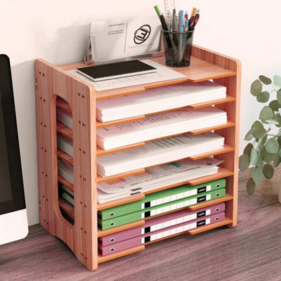  - 7 Tiers Office Filing Trays Rack Desk Organiser Paper A4 Document Storage Rack