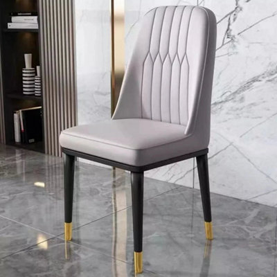  - 2Pcs Dining Chairs Faux Leather Padded Seat Metal Leg Kitchen Restaurants Chair