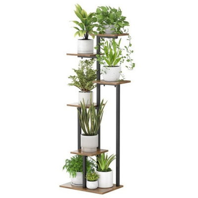  - 6 Tier Plant Stand Heavy Duty Tall Metal Wood Indoor Flower Pot Shelf Rack