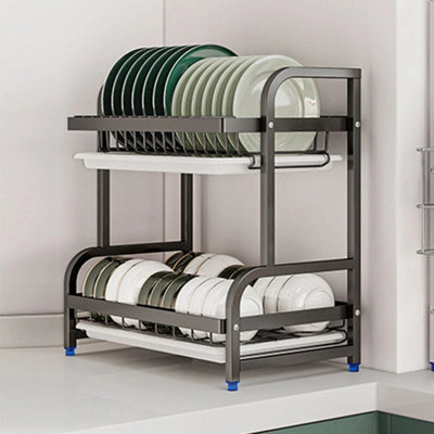  - 2 Tier Dish Drying Rack Dish Drainer Rack For Kitchen Dishes