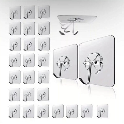  - 100Pc Strong Self Adhesive Hook Sticky Hooks Heavy Duty Wall