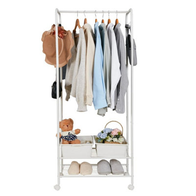  - Heavy Duty Open Wardrobe Clothes Rail Rolling Hanging Garment Rack On Wheel 5Ft