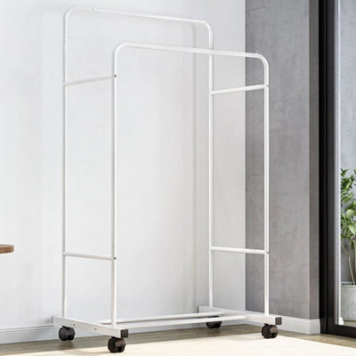  - Industrial Pipe Clothes Rail Double Hanging Rod Storage Rack Garment Cart Stand
