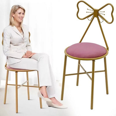  - Armless Vanity Chair For Makeup Room Velvet Vanity Stool W/ Back Living Room Pub