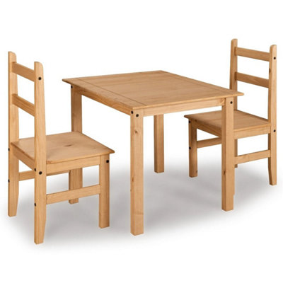  - Dining Set 2 Seater Rio Solid Mexican Pine Wood Dining Table 2 Chairs
